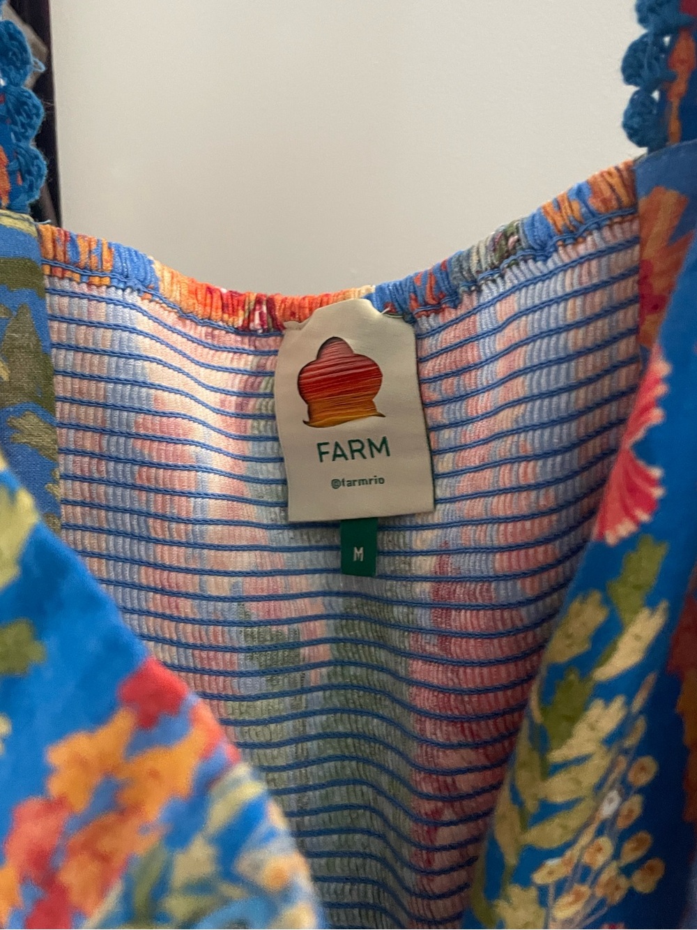 Farm Rio Blue Floral Button-Front Romper with Tie Waist - Picture 7 of 9